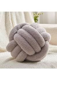 lot 75211 image: Petrella Knot Pillow Ball Round Throw Pillows Home Decor Cushion Decorative Aesthetic Throw PillowsLambswool Light Gray 8inch