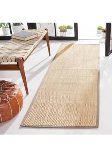 lot 75212 image: SAFAVIEH Natural Fiber Collection Runner Rug - 26 x 6, Maize & Grey, Border Sisal Design, Easy Care, Ideal for High Traffic Areas in Living Room, Bedroom (NF141G