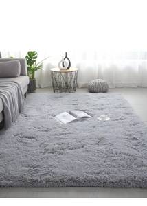 lot 75213 image: Shag Area Rugs for Bedroom Living Room,Ultra Soft Fluffy Area Rugs for Dorm,Indoor Carpet Nursery Rugs for Kids Girls Room Home Decor (Grey, 9X12 Feet