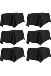 lot 75220 image: PureFit 6 Pack Black Table Cloths 60 x 126 Inch, Stain and Wrinkle Resistant Table Linen for 6 Ft Rectangle Table, Polyester Table Covers for Dining Table, Wedding, Party, Banquet and Camping