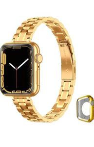 lot 75222 image: Metal band Compatible with Apple Watch Band 46mm 45mm 44mm 42mm 41mm 40mm 38mm for women, Slim and Thin Stainless Steel Replacement Adjustable Wristband for iWatch Series 10987654321SE