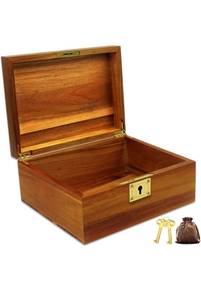 lot 75223 image: Wooden Box Decorative Large Acacia Wooden Storage Box with Hinged Lid and Locking Key Premium Keepsake Stash Box Lockable Chest for Keepsakes, Valuables, Accessories, Treasured Items(Lock No Grid