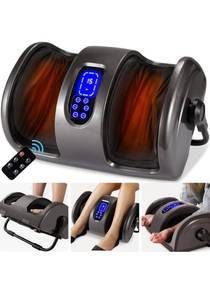 lot 75232 image: Best Choice Products Heated Foot Massager Machine Shiatsu Leg Massager, Therapeutic Reflexology Calf Massager wBlood Circulation, Nerve Pain, Deep Kneading, High-Intensity Rollers - Black