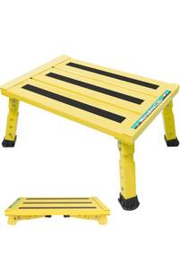 lot 75233 image: Large Platform RV Steps, 3-Level Adjustable Height Aluminum Folding Step Stool, Light Folding Anti-skidding RV Step, Supports Up to 1,000 lb (17.5 X 13.5 Large Platform)