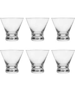 lot 75237 image: Set of 6 Martini Glasses - 8-Ounce Cinched Design Cocktail Glasses with Heavy Base, Stemless Construction for Stability - Sturdy and Elegant Cosmopolitan Bar Glasses (Glass, Clear6Pcs)