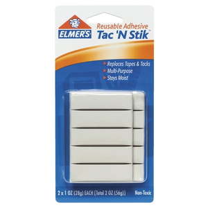 lot 75243 image: Elmer s Tac N Stik Non-Toxic Reusable Adhesive for Hanging Posters and Notes 2 oz White