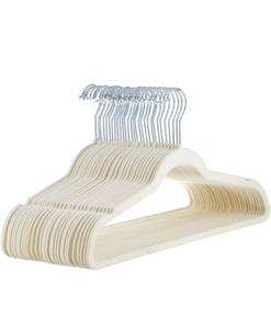 lot 75250 image: Amazon Basics Slim, Velvet, Non-Slip Suit Clothes Hangers, IvorySilver - Pack of 40