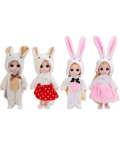 lot 75279 image: ONEST 4 Sets 6 Inch Dolls Cute Girl Dolls Include 4 Pieces Girl Mini Dolls, 4 Sets Handmade Doll Clothes, 4 Pairs of Doll Shoes