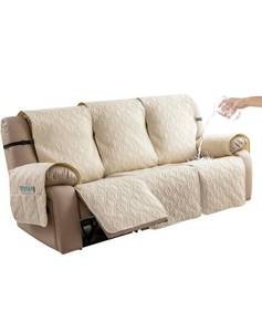 lot 75289 image: Genina Waterproof Couch Cover for Reclining Couch 3 Seater Non-Slip, Washable Recliner Sofa Covers for 3 Cushion Couch, Furniture Covers Couch Protector for Dogs Pets Kids (Beige, Recliner Sofa