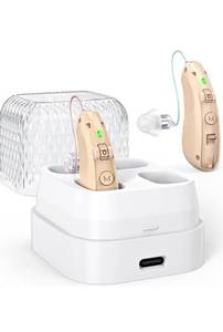 lot 75290 image: echargeable Hearing Aids for Seniors, Digital Noise-Canceling BTE Hearing Aid, Hearing Amplifier for Adults with Hearing Loss, Adjustable Volume, with Portable Charging Case