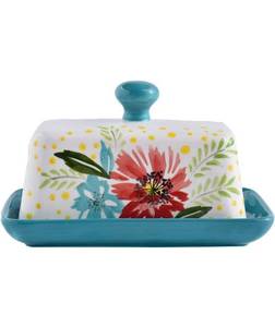 lot 75293 image: Wisenvoy Butter Dish Ceramic Butter Dish with Lid Butter Keeper Butter Dish with Lid for Countertop Flower Butter Crock