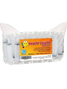 lot 75294 image: Halloween Party Shotz Jello Shot Syringes (Medium 1.5oz with CAPS) Plastic Reusable Shots for Halloween, Christmas, Thanksgiving, Bachelorette Parties Favors (1.5oz, 36)