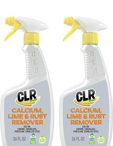 lot 75314 image: CLR Calcium, Lime & Rust Remover, Blasts Calcium, Dissolves Lime Deposits, Zaps Stubborn Rust Stains and Hard Water Deposits, 26 Ounce Spray Bottle (Pack of 2)