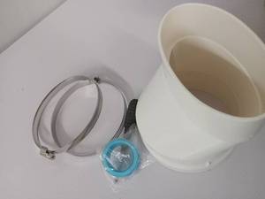 lot 75315 image: 4-Inch Round to Oval Dryer Vent Adapter with Steel Worm Drive Clamp - Universal Fit for All Recessed Dryer Exhaust, House Ventilation Hose Connector Kit