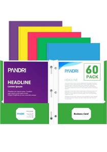 lot 75333 image: Two Pocket Folders, PANDRI 60 Pack Two Pocket Folders with Prongs, 2 Pocket 3 Prong Folders Designed for Office and Classroom, Letter Size, Assorted 5 Colors