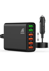 lot 75352 image: Multi Ports USB Car Charger, 96W 6 Port QC3.0 Fast Adapter Multiple Ports, with Four Quick Charge 3.0 Port, 12V-24V Multi Device Cigarette Lighter for Smart Phone & Tablets Charging Amazons