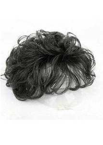 lot 75362 image: 100% Human Hair Topper Toupee Wig Natural Wavy Curly Hairpiece Top Clip Short Wigs for Women (Black) m