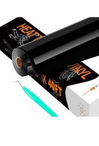 lot 75369 image: HTVRONT Black HTV Heat Transfer Vinyl - 12 X 40FT Black Iron on Vinyl for Cricut & Other Cutting Machines, Black HTV Vinyl Black Heat Transfer Vinyl for T Shirts - Easy to Use for Heat Vinyl Design