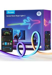 lot 75372 image: Govee RGBIC Neon Lights, LED Smart Neon Rope Light 2 Works with Matter, Alexa, Google Assistant, Custom DIY Neon Strip Lights for Bedroom and Halloween Decor, Softer Material, 9.8ft, Black