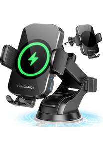 lot 75374 image: Wireless Car Charger, Fast Charging Phone Holder 3 in 1 Phone Mount Auto Clamping Car Accessories Compatible with iPhone 16 15 14 13 12 11 Xs XR, Samsung S23 Ultra S22 S21 S20S10 S9 Note 9