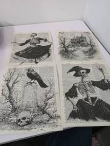 lot 75376 image: Gothic Skull and creepy pictures on cardstock 8x10