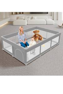 lot 75394 image: Baby Playpen 74x50 inch, Playpen for Babies and Toddlers, Baby Play Pen Design with External Zipper Gate, Baby Play Yard with Non-Slip Suction Cups on The Bottom, Baby Fence