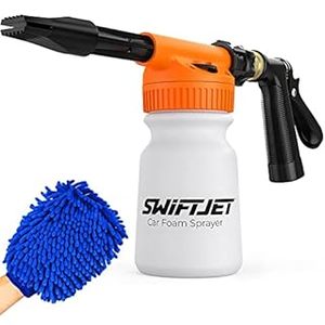 lot 75397 image: SwiftJet Car Wash Foam Gun  Microfiber Wash Mitt - Car Foam Sprayer - Foam Cannon Garden Hose - Spray Foam Gun Cleaner - Car Wash Kit - Car Accessories for Men - Snow Foam Blaster (B082SBHKN2)