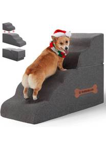 lot 75410 image: 5-Step Spliceable Pet Stairs Indoor& Outdoor Multi-Use with a Removable Cover and a Pocket, Best for Small Pets and Older Dogs Who Has Spine and Arthritis Issues to Get on High Beds, Grey22.8