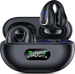 lot 75389 image: Open Ear Clip Wireless Earbuds Bluetooth 5.3, Sports Earphones Built-in Microphone with Earhooks & Ear Hook, Wireless Charging Case & Display, Waterproof Fitness Headphones for Sports