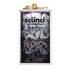 lot 2 image: scunci Scrunchie Tower Box Hair Elastic - Gray - 10pk