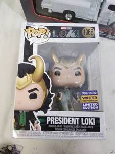 lot 360 image: Funko POP Marvel Studios Loki - President Loki #1066 with Alligator Loki Winter Convention Exclusive