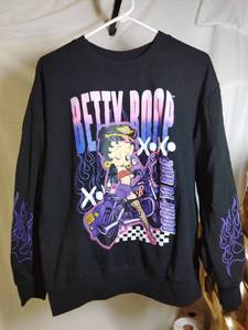 lot 539 image: BETTY BOOP Born To Ride Crewneck Sweatshirt Size Womens Large