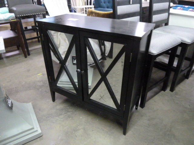 lot 26 image: BLACK 2 DOOR CABINET with mirrored accents