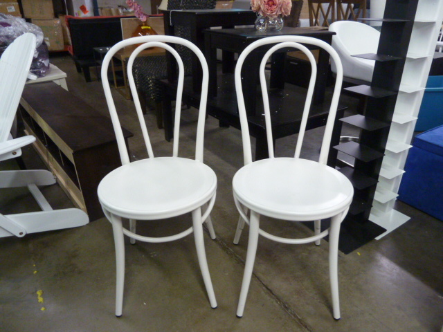 lot 7 image: PAIR OF WHITE BISTRO CHAIRS