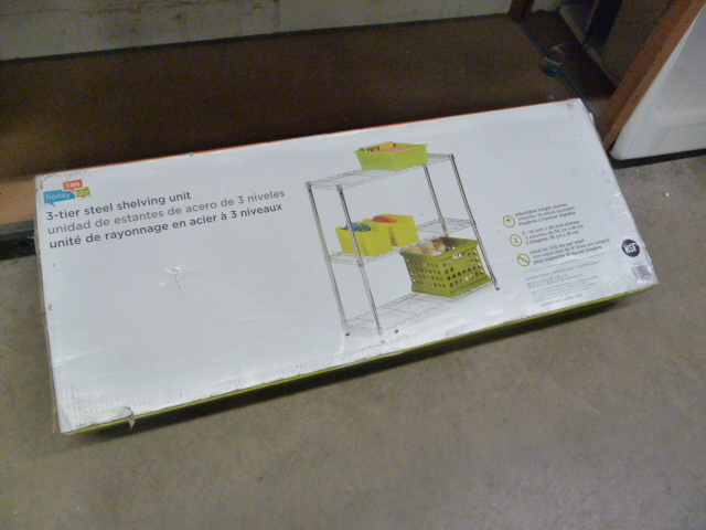 lot 100 image: 3 TIER STEEL SHELVING UNIT