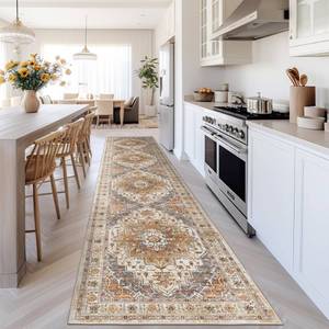 lot 2003 image: Madane Runner Rugs for Hallway 2x10 Long Washable Non-Slip Hallway Runner Rug Low-Pile Stair Kitchen Runner Throw Carpet for Entrance Living Dining Laundry Room (TurmericGrey, 2 x 10)