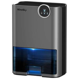 lot 2005 image: NineSky Dehumidifier for Home, 70 OZ Water Tank, 800 sq.ft Dehumidifier for Bedroom,Basement,Bathroom with Auto Shut Off, Sleep Mode,5 Colors LED Light,Gray