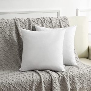 lot 2006 image: DWR Set of 2 Feather Down Throw Pillow Inserts 18x18 with Organic Cotton Cover, Goose Feather Square White Decorative Pillow Inserts for Bed, Sofa, and Couch