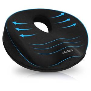 lot 2007 image: SAHEYER Donut Pillow for Tailbone Pain Relief and Hemorrhoids, Memory Foam Donut Cushion for Sciatica Nerve, Seat Cushion Butt Pillow for Men Women at Home Office Chair Car Long Sitting Comfort, Black