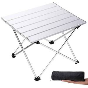 lot 2012 image: Grope Small Folding Camping Table with Aluminum Table Top, Beach Table for Sand with Carrying Bag,Prefect for Outdoor, Picnic, BBQ, Cooking, Festival (Silver-S)