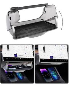 lot 2020 image: EVOOOR Hideable Under Screen Storage for Tesla Model Y Model 3,Center Console Organizer Tray with Black Anti-Slip Silicone Pad - Model Y 3 Accessories 2016-2024(Fit Model 3 Highland)