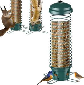 lot 2025 image: LCSEVEN Bird Feeder for Outdoors Squirrel Proof Bird Feeders for Outside Hanging, Metal Wild Bird Seed Feeders for Bluebird, Cardinal, Finch, Sparrow, Blue Jay, 4 Ports, Chew-Proof, Weather-Resistant