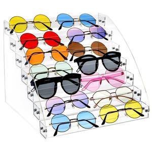 lot 2055 image: SOUJOY 7 Tier Sunglass Organizer Stand, Acrylic Sunglass Holder, Clear Nail Polish Display Stand, Eyewear Countertop Storage Tray for Highlighting Glasses, Makeup, Essential Oil