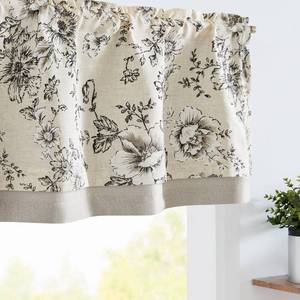 lot 2058 image: jinchan Linen Valance Curtain Farmhouse Black Floral Small Window Curtain Double Layer Blackout Fall Valance for Kitchen Rustic Biege Valance for Living Room Bedroom 16 Inch Rod Pocket One Panel