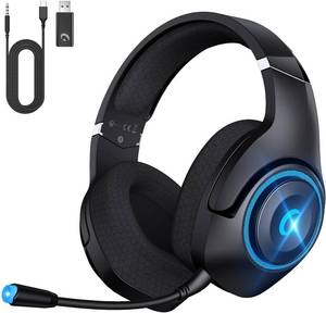 lot 2062 image: KAPEYDESI Wireless Gaming Headset, 2.4GHz USB Gaming Headphones for PS5, PS4,Switch,PC,Mac with Bluetooth 5.2, 40H Battery, ENC Noise Canceling Microphone, 3.5mm Wired Jack for Xbox Series (Black)