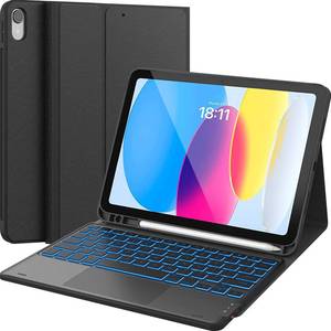 lot 2063 image: CHESONA For iPad 10th Generation Case with Keyboard (10.9, 2022), 7 Color Backlight, Multi-Touch Trackpad, Flip Stand Case with Pencil Holder, 2 Bluetooth Channels for iPad 10th 10.9 inch 2022, Black
