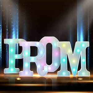 lot 2064 image: Kathfly 4 Pcs LED Prom Letter Lights 3D Extra Large Prom 2024 Light up Sign Marquee Letters Prom Decorations for 2024 Graduation Party Supplies(Silver Glitter)