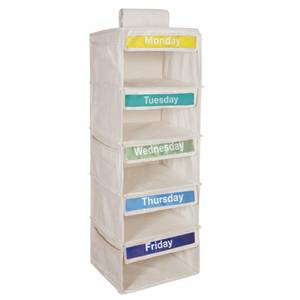 lot 2067 image: Weekly Clothes Organizer for Kids-Day of The Week Clothes Organizer for Kids-Kids Daily Clothes Organizer-Monday Friday Clothes Organizer-Kids Closet Organizer (Warm white)