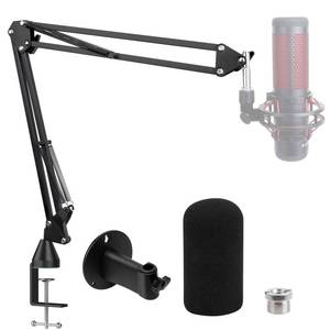 lot 2068 image: SUNMON HyperX QuadCast Boom Arm with Pop Filter - Wall Mount Boom Arm and C Desk Clamp, Scissor Mic Stand Compatible with Hyper x QuadCast S Gaming Microphone