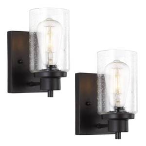 lot 2070 image: Eidonta 2-Pack Bath Vanity Light Fixtures Wall Sconces, Modern Indoor Bathroom Wall Lights with Seeded Glass, Black Wall Light Fixtures for Bedroom Mirror Kitchen Living Room Entryway Patio